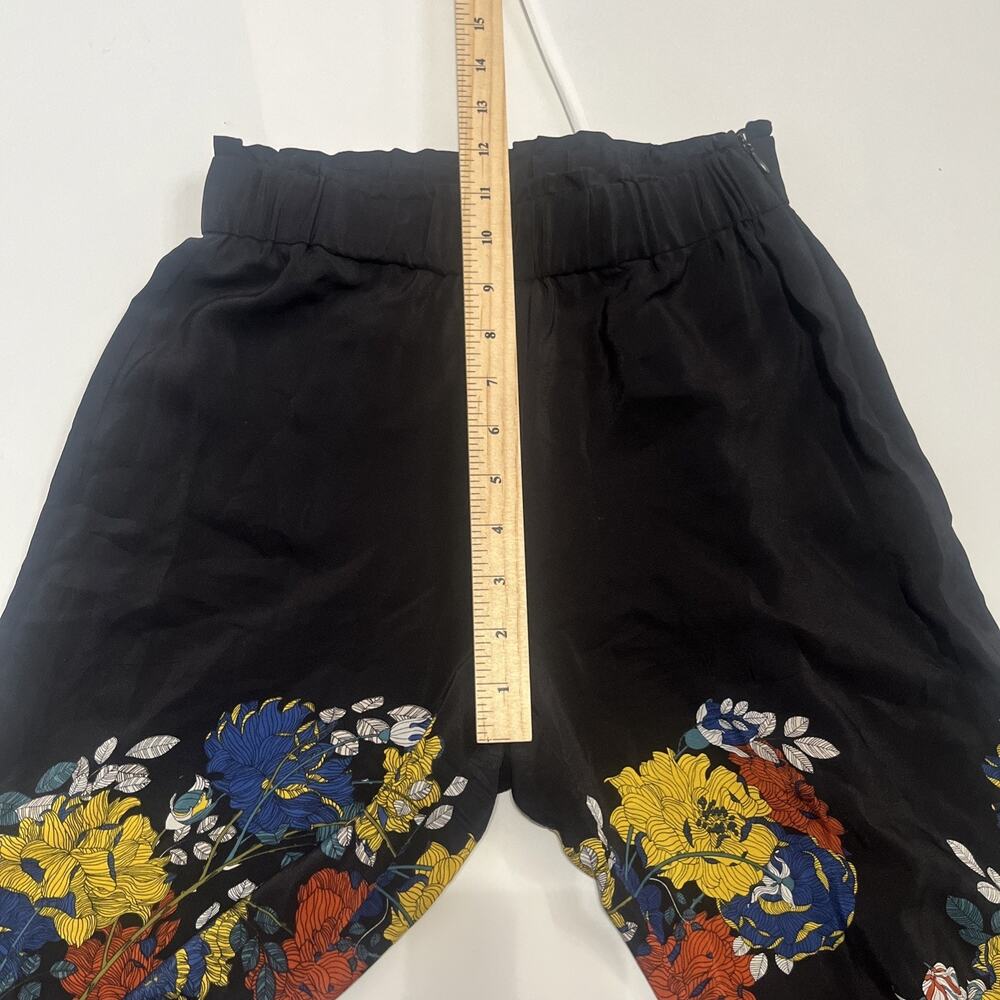 Sz 1 Sandro Paris Women's Bell Bottoms Flared Printed 100% Silk Floral Pants - Picture 8 of 15